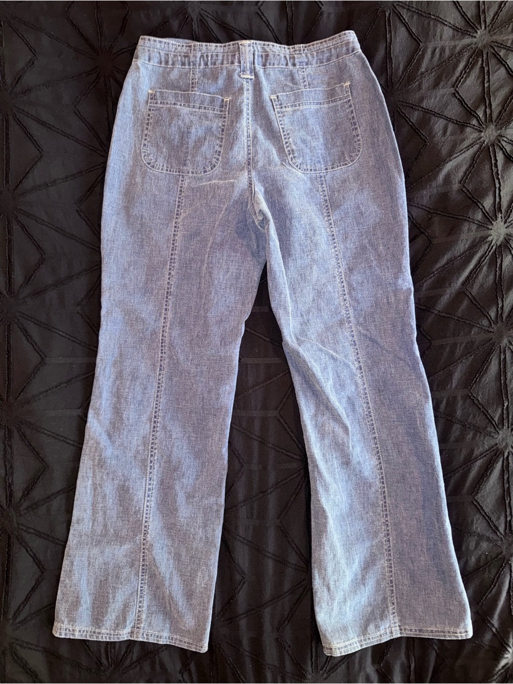 VTG Faded Glory Navy Linen-Blend Trousers - Picture 3 of 5